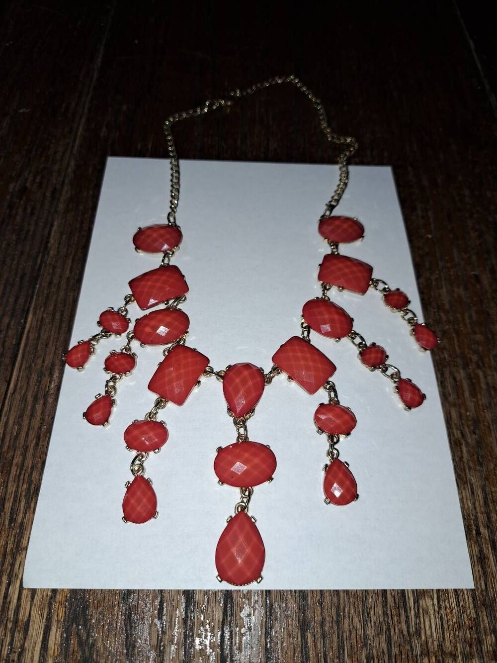 Coral Orange Statement Necklace 22"